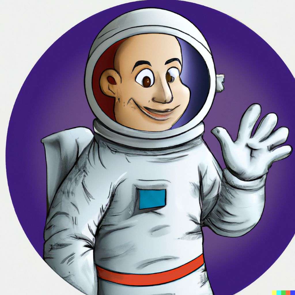 an astronaut, in the style of a mid-20th century Disney cartoon